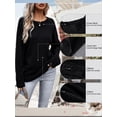 thumbnail image 4 of Hanerdun Women Knit Sweaters Long Sleeve Crew Neck Solid Sweater Pullover Knitwear Black L, 4 of 6