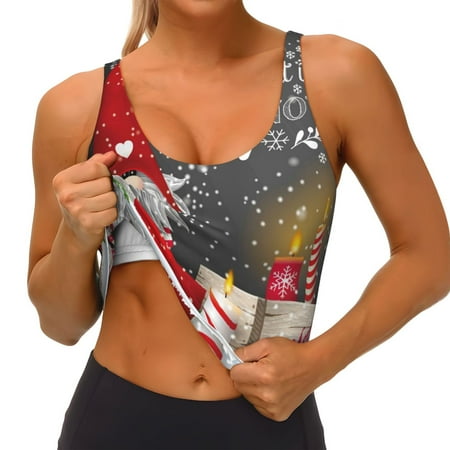 Qokaie Traditional Scandinavian Dwarf Pattern Womens Scoop Neck Sports Bra Breathable Workout Vest Padded U Back Medium Impact Fitness Gym Yoga Bra Workout Crop Top