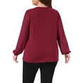 thumbnail image 3 of Agnes Orinda Women's Plus Size Chiffon Tops Layered Panel Flowy Round Neck Long Sleeve Dressy Elegant Blouse 1X Burgundy, 3 of 6