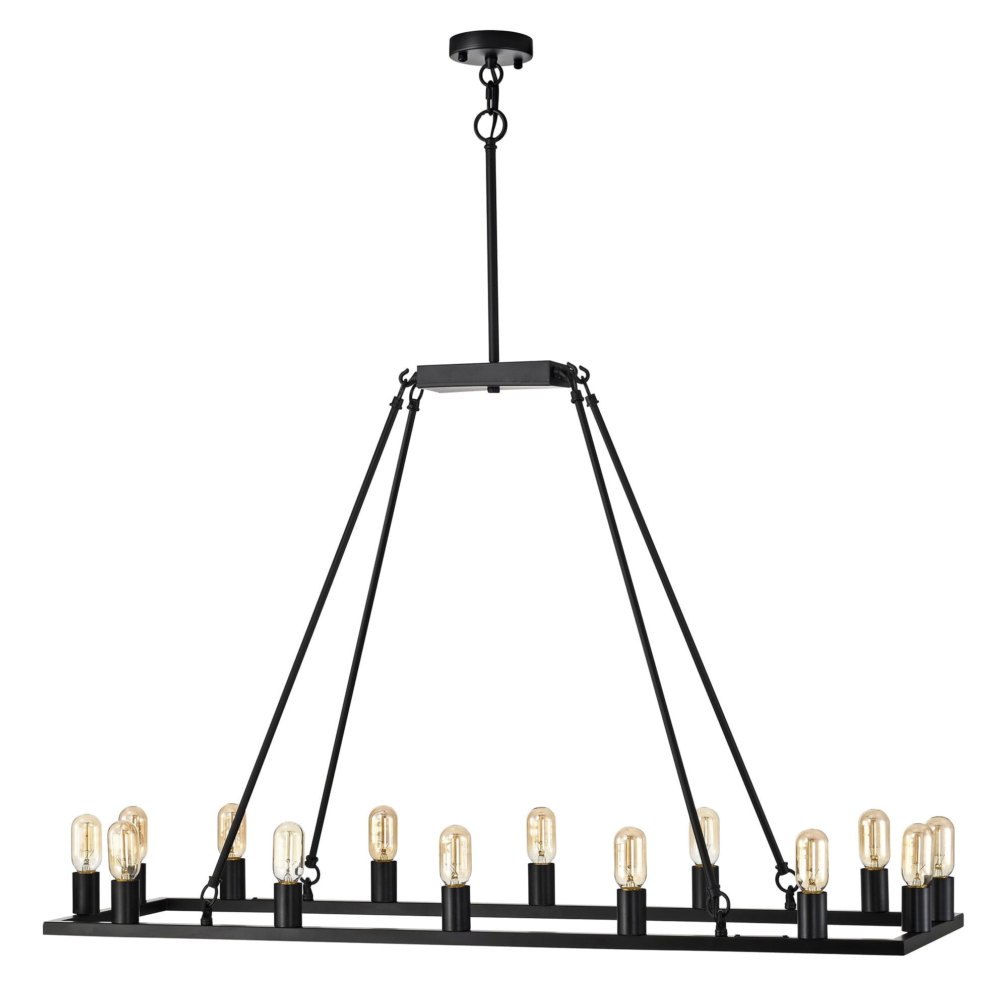Home Accessories Homer Matte Black 14-Light Linear Kitchen Island Chandelier