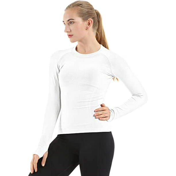 MathCat Seamless Workout Shirts for Women Long Sleeve Yoga Tops Sports Running Shirt Breathable