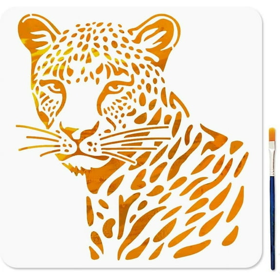 Leopard Stencil Wildlife Animal Cheetah Template 11.8x11.8inch Reusable Spotted Leopard Stencil for Painting on Wood Wall Fabric Home Decor