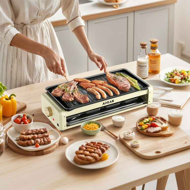 キッチン家電 Ossan GT-R AORAN KITCHEN Electric Grill, 1800W Smokeless Nonstick Indoor