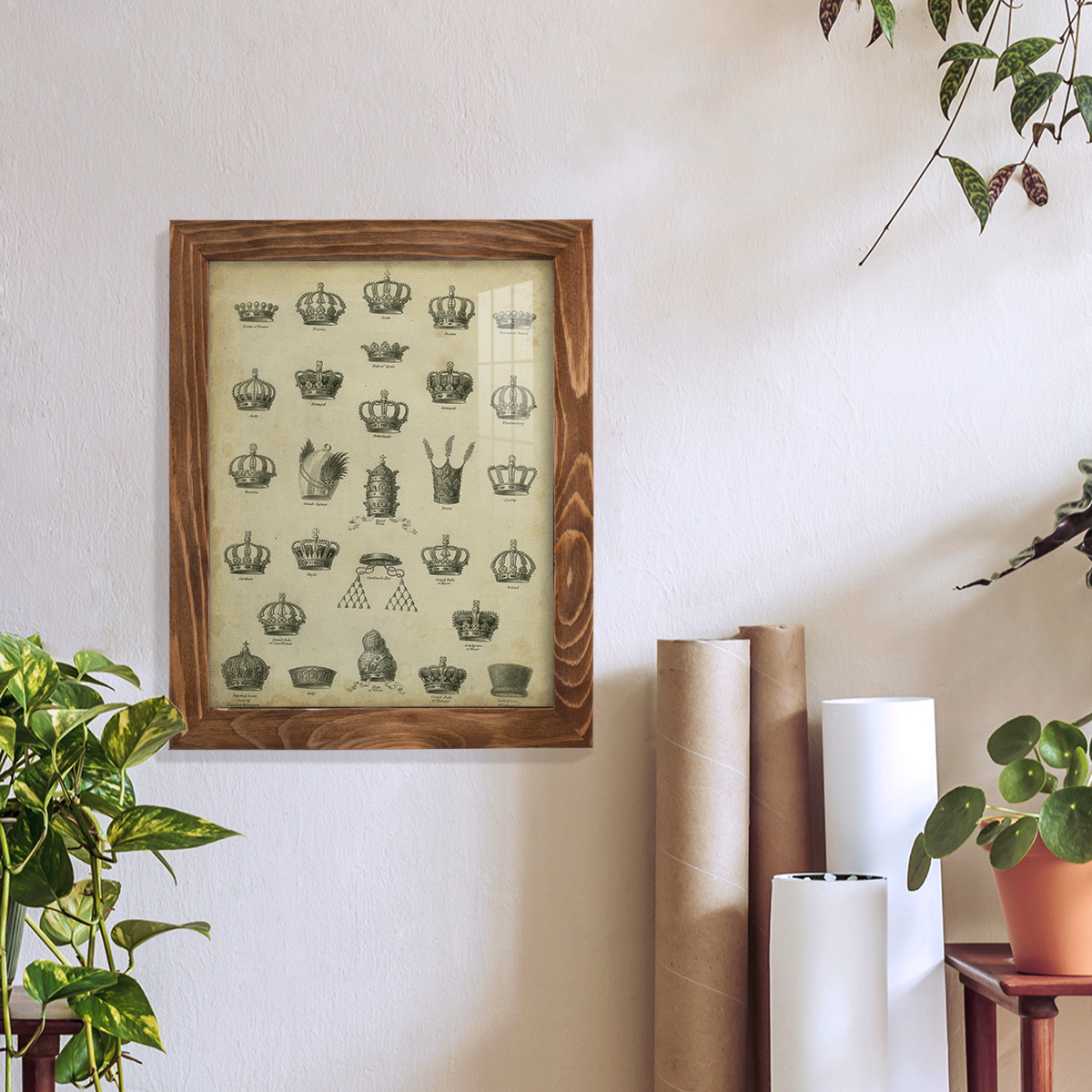Heraldic Crowns & Coronets II -Framed Print w/glass-Walnut
