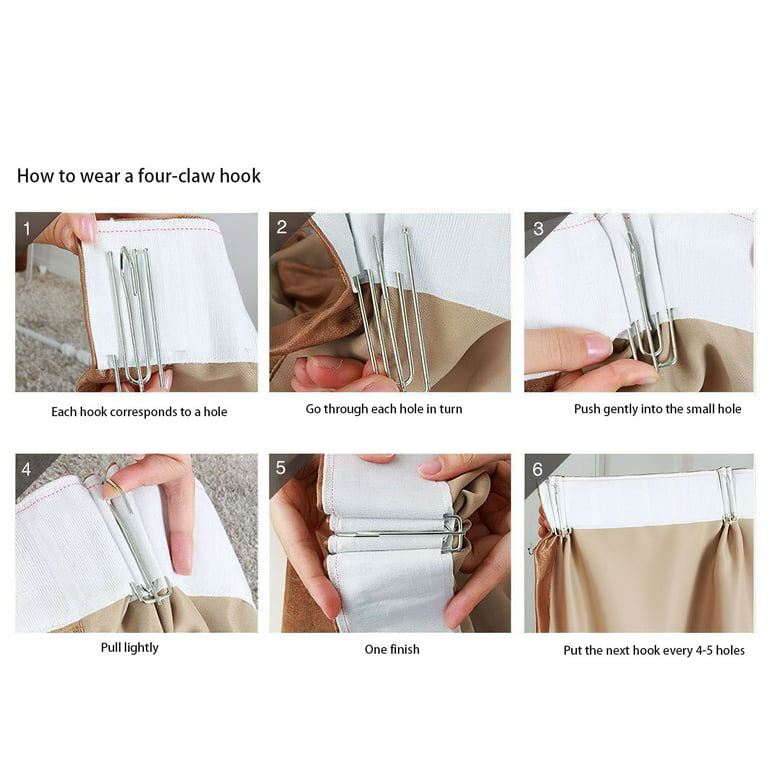 100 Pcs Stainless Steel Curtain Pleat Hook, Dveda Drapery Hooks Traverse Pleater, Curtain Pleater Tape Hooks, 4 Prongs Pinch Pleat Clips Hooks for