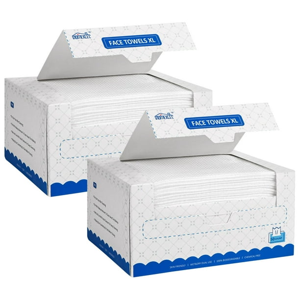 Toallas faciales HOMEXCEL, 100 unidades (2 cajas), biodegradables