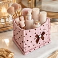 thumbnail image 4 of Dongrere Polka Dot Storage Basket Quilted Fabric Square Makeup Basket Cosmetic Organizer for Women Bathroom Use, 5.5 Inch, Pink, 4 of 7