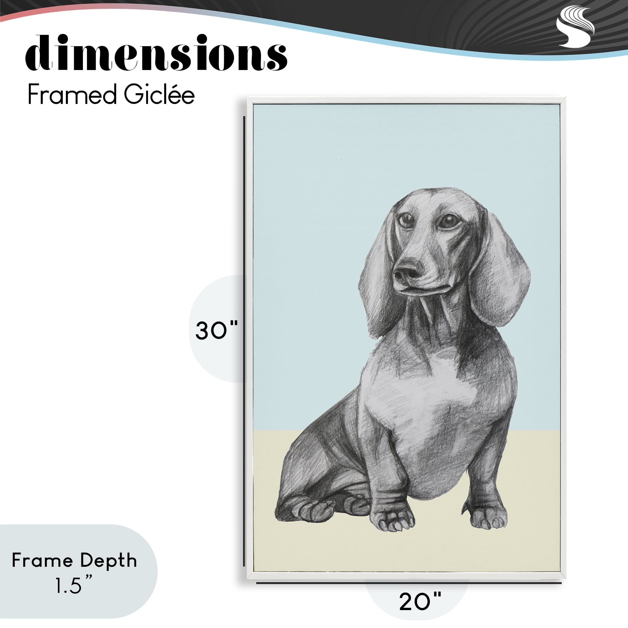 Stupell Industries Sitting Dachshund Sketch White Framed Giclee Art, design by Violeta Vollmer