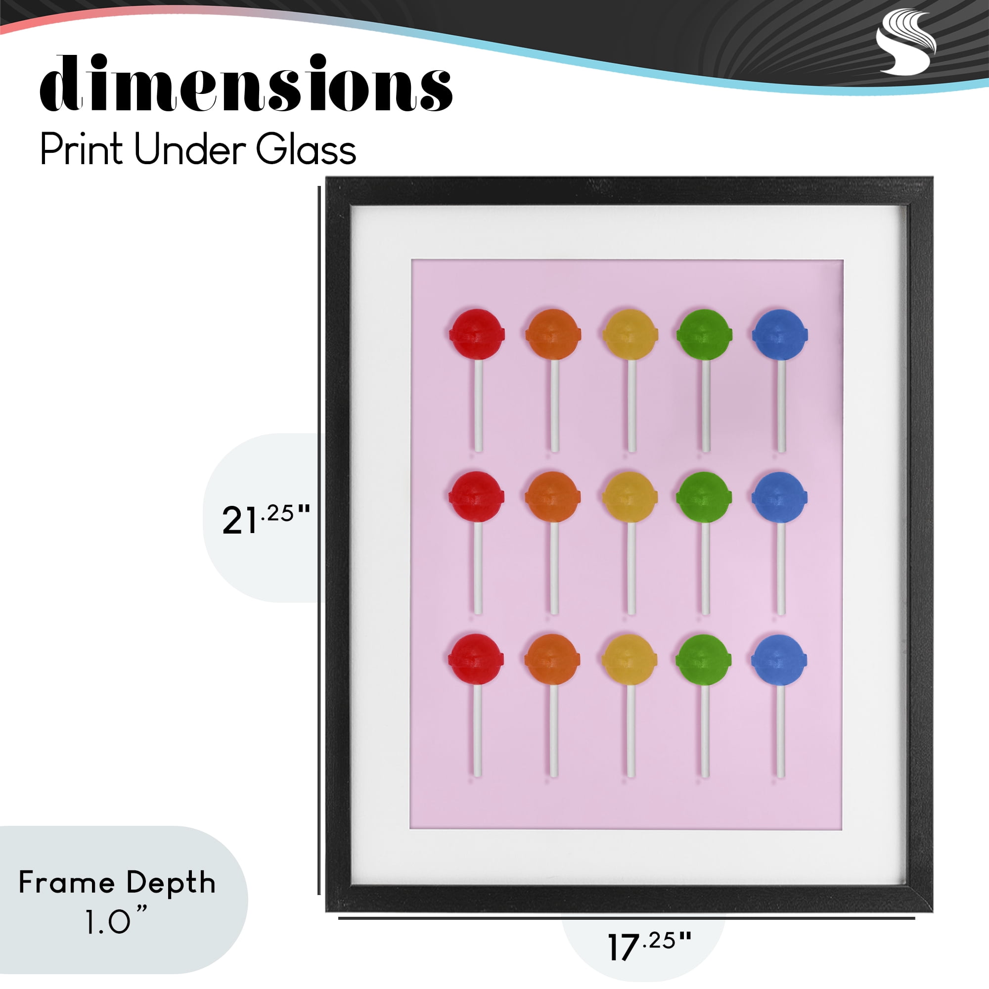 Stupell Industries Candy Pops on Light Pink Black Framed Print Under Glass, design by LISH Creative
