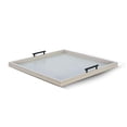 thumbnail image 2 of Benjara Yela Decorative Tray- 27x27 Square with Black Handles- Light Gray, 2 of 7