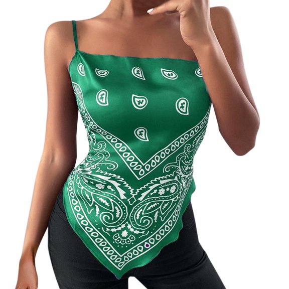 MNCEKFOD Graphic Tank Tops For Women Trendy Slim Halter Neck Spaghetti Strap Vest Bodycon Bandeau Casual Daily Inner Outer Dual Use Stylish Tops Womens Shirts Green M