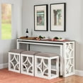thumbnail image 6 of Powell Malfoy 5-Piece Nesting Console Table Set with 3 Stools, Antique White, 6 of 13