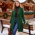 thumbnail image 7 of TQWQT Womens Notched Lapel Mid Length Wool Blend Coat Single Breasted Solid Color Elegant Trench Overcoat with Side Pockets Casual Office Outerwear for Fall Winter Green XL, 7 of 7
