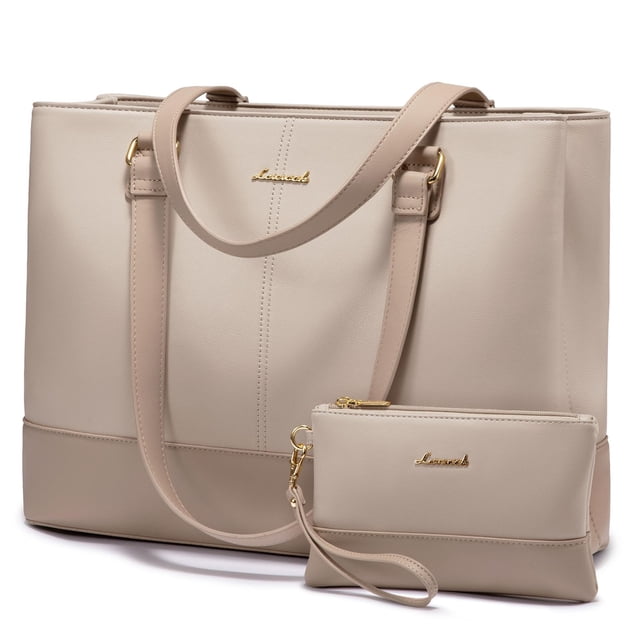 Bolsa de mano para portátil LOVEVOOK para mujer de 15.6 pulgadas, piel impermeable