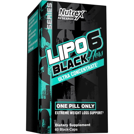Nutrex Research Lipo-6 Black Hers Ultra Concentrate | Weight Loss Pills for Women | Fat Burner, Appetite Suppressant, Metabolism Booster for Weight Loss + Hair, Skin, & Nails Support | 60 Diet Pills