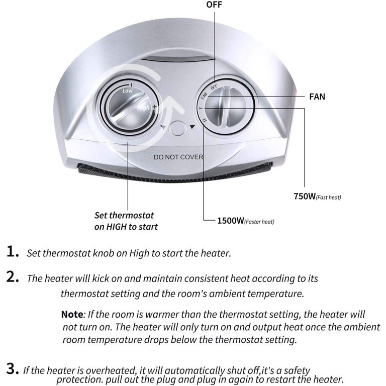Portable Electric Space Heater with Thermostat, 1500W/750W Safe and Quiet  Ceramic Heater Fan, Heat Up 200 Square Feet for Office Room Desk Indoor Use  - Walmart.com