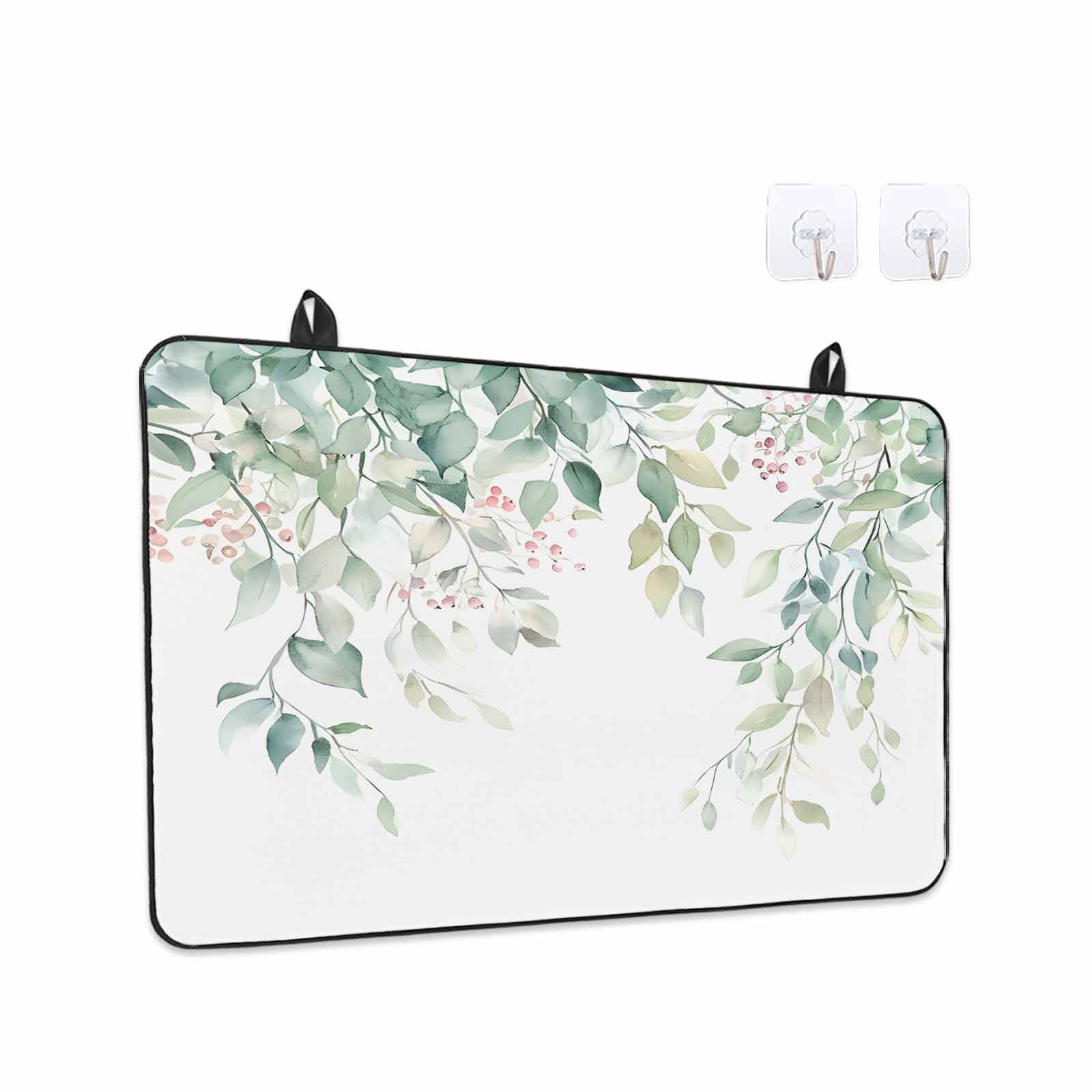 Eucalyptus Leaves Stove Top Cover for Electric Stove, Heat-proof & Non Slip Glass Top Stove Cover Protector, Sage Green Botanical Spring Summer Kitchen Flat Cooktop Rubber Mat 24x21 Inches