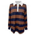 thumbnail image 5 of Jamsmile Women Tshirts Long Sleeve Striped T Shirt Casual Loose Tops With Flip Collar Comfortable Basic Tee Shirts Ladies, 5 of 5