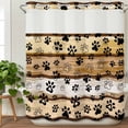thumbnail image 3 of Brown Cat Paw Print No Hook Shower Curtain Waterproof,Bathroom Curtains with Snap in Liners and See Through Top Window,Vintage Farmhouse Country Wooden Grain Hotel Bathtub Curtains Shower 72"Wx78"L, 3 of 8