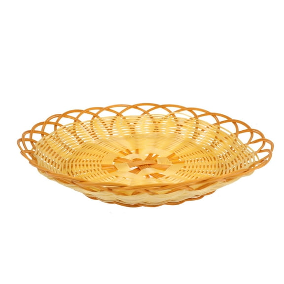 NICEXMAS Simulate Rattan Plastic Basket in Khaki for Fruit Vegetable Bread Storage and Kitchen Use