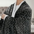 thumbnail image 3 of Catalonia Silky Soft Sherpa Throw Blankets for Beds, Flannel Chevron Micro Plush Fleece Blankets and Throws for Couch Sofa TV Bed, Reversible, Comfy, Fuzzy, 50"x60", Charcoal, 3 of 7