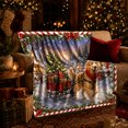 thumbnail image 3 of Christmas Village Winter Scene Golden Retriever Pulling Wagon, Festive Pet Portrait Pattern, Warm Flannel Blanket for Living Room and Reading Nook, Dog Lovers Christmas Gift, Pet Lover Home Decor, 3 of 7