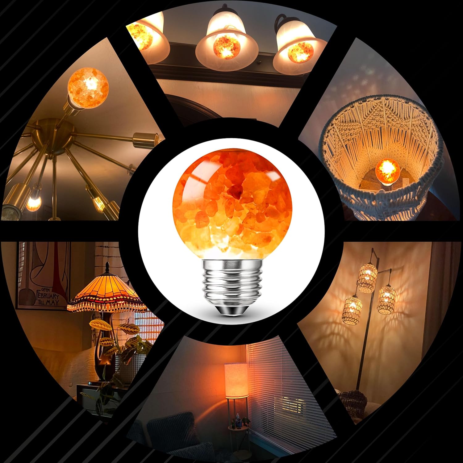 PYYAN-Himalayan Salt Lamp LED Light Bulbs, E26 2200K Warm Amber Pink, 3W Mood Lighting Night Light, E26 G45 Salt Rock Stress Relief Bulbs for Bedroom, Decor, Sleep Light, Non-Dimmable, 2pack