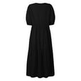thumbnail image 4 of ZANZEA Women Puff Sleeve Casual Solid Ruffle Tiered Dress Summer Holiday Sundress, 4 of 12
