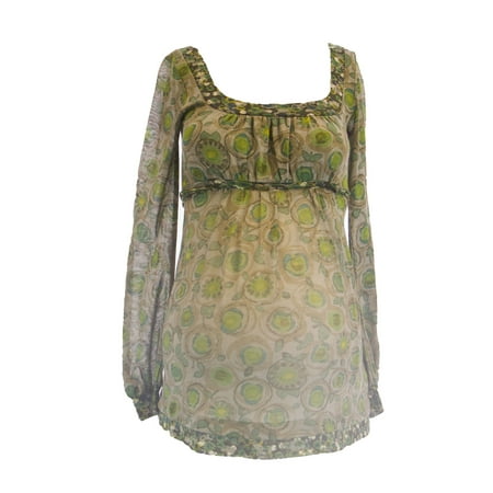 

OLIAN Maternity Women s Floral Print Empire Waist Tunic Top X-Small Green
