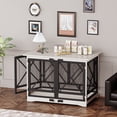 thumbnail image 3 of 48 Inch Wooden Dog Crate Furniture, Double Door Anti-Chew Indoor Kennel ,Dog Side Table White, 3 of 11