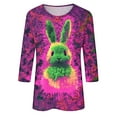 thumbnail image 5 of Cavosen Happy Easter Womens 3/4 Sleeve T Shirts Casual Summer Bunny Tie Dye Print Pullover Shirts Round Neck Holiday Tops Vacation Festival Blouse Loose Dressy Fashion Tees M, 5 of 5