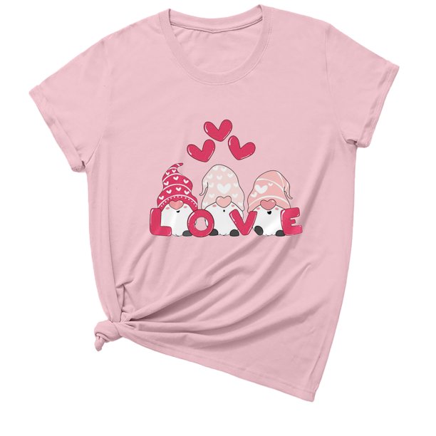 Camiseta de manga corta con estampado de amor lindo para el día de San Valentín informal para mujer Fridja gope1650