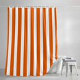 thumbnail image 3 of Shower Curtains for Bathroom, Burnt Orange Striped Waterproof Fabric Shower Curtain, Thanksgiving Orange White Stripes Decorative Bathroom Curtain for Bathtub, 66"x72", No Hooks Included, 3 of 9