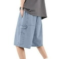 thumbnail image 6 of Jean Shorts Men Summer Baggy Thin Soft Comfortable Elastic Waist Denim Bermuda Shorts with Pockets Casual Hip Hop Denim Shorts Men, 6 of 9