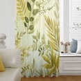 thumbnail image 5 of Sage Green Leaves Sheer Curtains 45 Inches Long, Summer Botanical Farmhouse Watercolor Leaf Light Filering Curtains, Breathable Simi Curtain Privacy Drapes for Kitchen Bathroom Small Window Treatment, 5 of 9