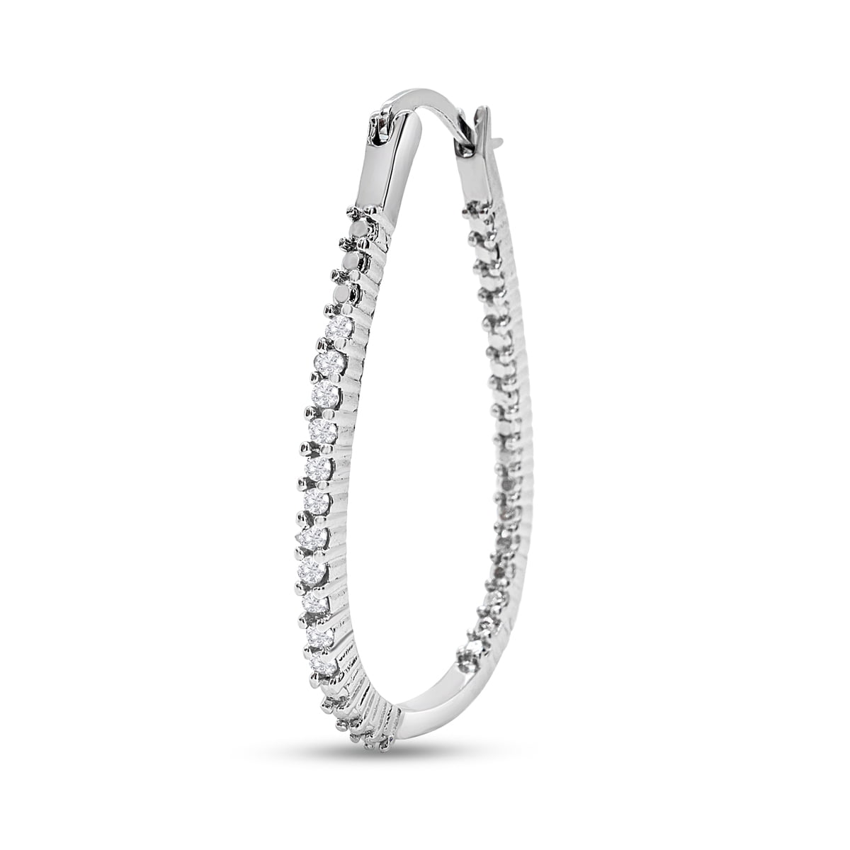 SuperJeweler 1/4 Carat Diamond Hoop Earrings In Rhodium Plated, 1 Inch For Women