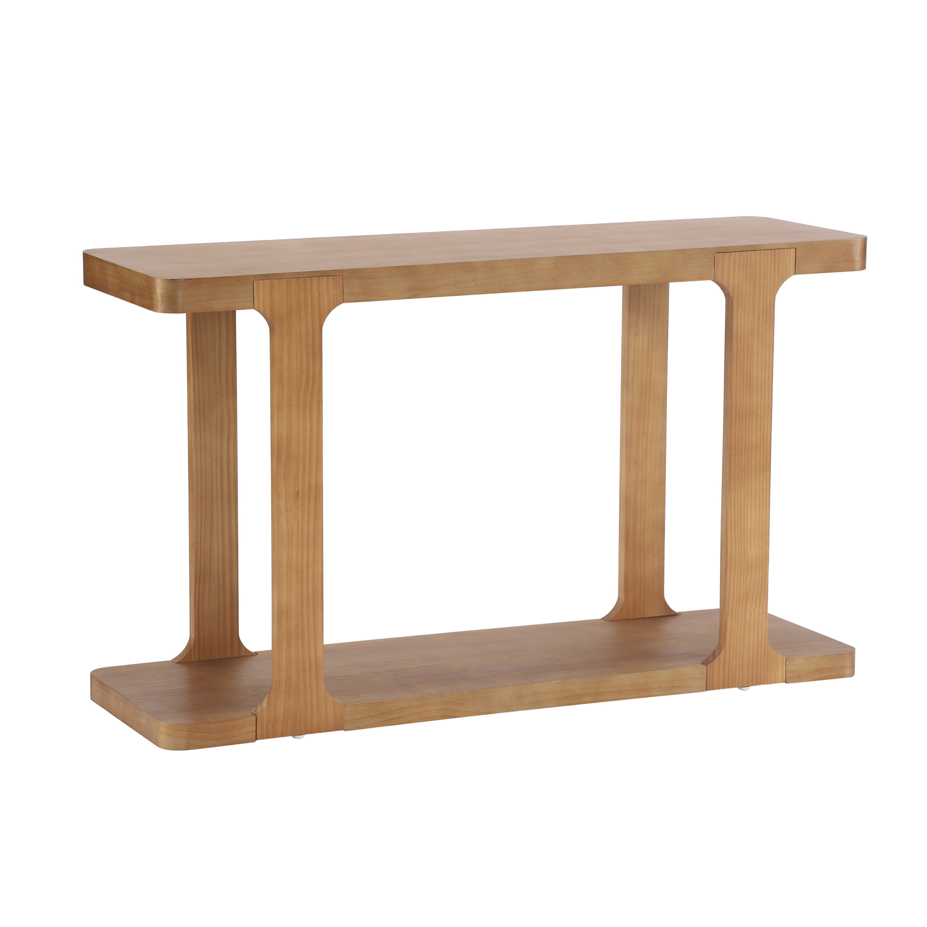 Euroco Modern Console Table, Wooden Entryway Sofa Table with Inlaid Assembly Design & Bottom Shelf for Living Room,Hallway,Walnut