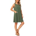 thumbnail image 4 of INSPIRE CHIC Women's Linen Dresses Summer Sleeveless Sundress Casual Loose Flowy Mini Tank Beach Dress with Pockets L Army Green, 4 of 6