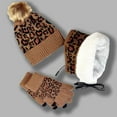 thumbnail image 2 of Bibifish Mens Hat Gloves Scarf Sets Heated 3 Pc Leopard Print Knit Beanies Hat Gloves And Long Scarf Soft Winter Cold Weather Hat Gloves Scarf Sets, 2 of 4