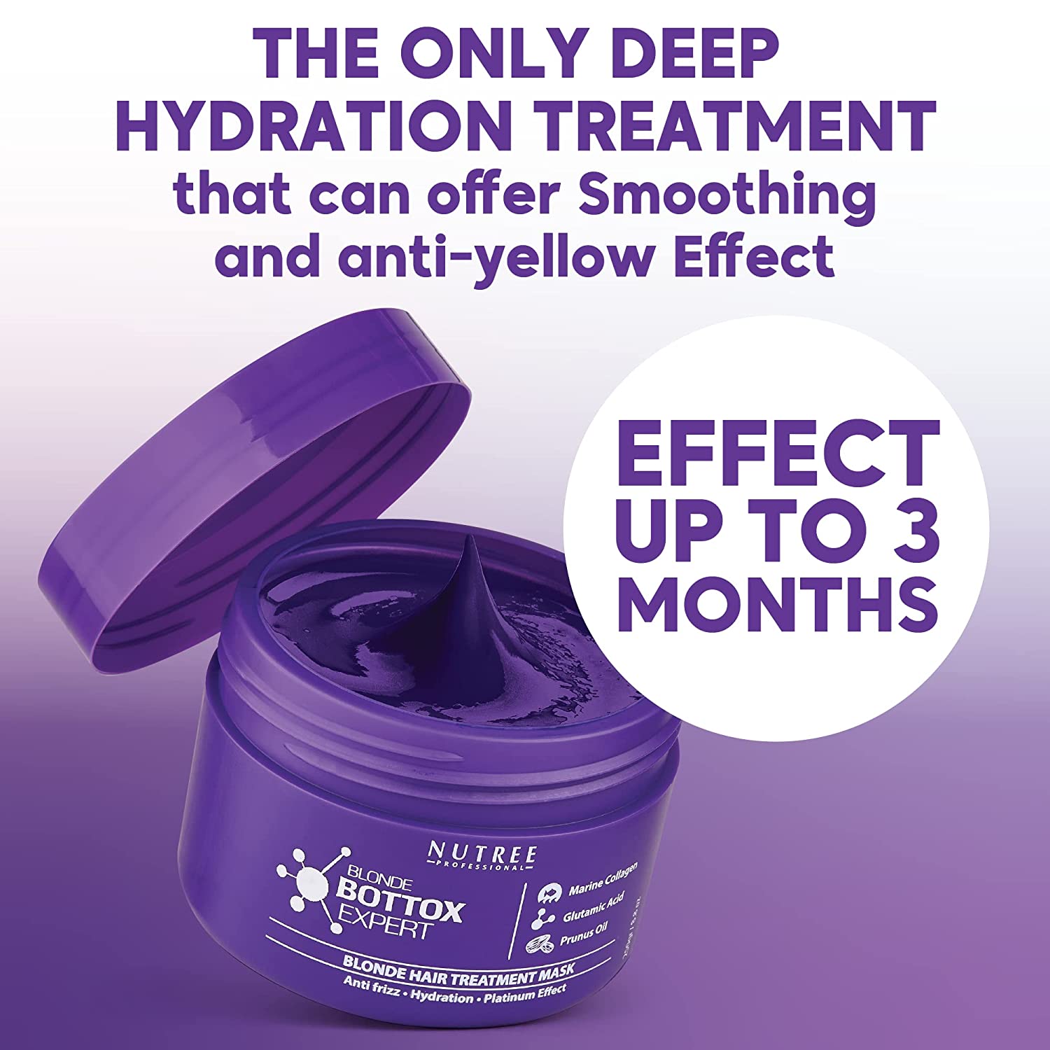 Brazilian Hair Bottox ﻿Purple Hаir﻿ Маsk fоr Вlоndе Hаir 2.82 oz/80g - Professional Treatment for Hair Repair, Nourishment & Beauty - Marine Collagen and Almond Oil - Formaldehyde-Free