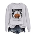thumbnail image 2 of YVNAURA Oversized Halloween Graphic Letter Print Sweatshirt for Women Crewneck Long Sleeve Round Neck Pullover Loose Fit Vintage Spooky Season Casual Fall Top 1 Pack, Grey,L, 2 of 4