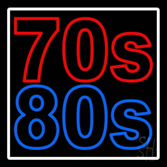 White Border 70s 80s LED Neon Sign 16 x 16 - inches, Black Square Cut Acrylic Backing, with Dimmer - Bright and Premium built indoor LED Neon Sign for café, club, party, event and stroefront.