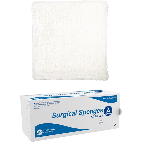 Dynarex Standard Non-Sterile Gauze Sponges, 12 Ply, 3 Inx3 In - 200 Ea
