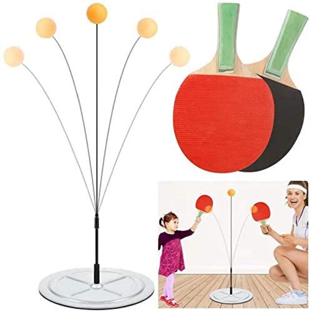 Supicity Table Tennis Trainer Set with Elastic Soft Shaft with 2 Racket Paddle 4 Ping Pong Balls Leisure Decompression Sports attractively 