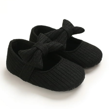 

Baby Girls Cute Casual Princess Shoes With Bow Strap Soft Sole Non-slip Flat Toddler Shoes For Walking