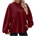 thumbnail image 6 of XFLWAM Womens Hooded Pullover Tops Drawstring Peplum Hem Hoodies Sweatshirts Casual Loose Lantern Long Sleeve Blouse Tops, 6 of 8