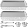 thumbnail image 2 of 2 Sets Chilled Serving Tray for Patries, 15.7 x 9.7 in Plastic Ice Tub with Stainless Steel Food Tray Inserts Tongs, Party Cold Serving Platter for Cold Dish Dip Charcuterie Fruit Seafood Dessert, 2 of 6