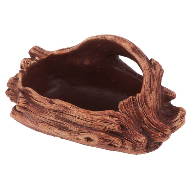 EeaseMX Maceta a prueba de fugas con forma de tocón de madera simulado, cuenco de cemento para plantas suculentas, accesorio para decoración del hogar y paisajismo (marrón)