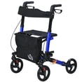 thumbnail image 1 of Déambulateur pour Aînés avec Siège, Dossier, Porte-Canne, Marchette Roulante Pliante en Aluminium avec Poignée Réglable, Sac, Bleu, 1 of 6