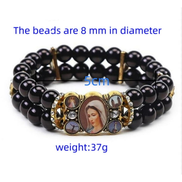 Pulsera con ,Pulsera elástica estirable con para hombre,Pulsera religiosa Encantos Cadena de muñeca,Pulsera de mano Cadena Imagen exquisita,Adolescentes únicos del brazalete Fernando Pulsera con cuentas